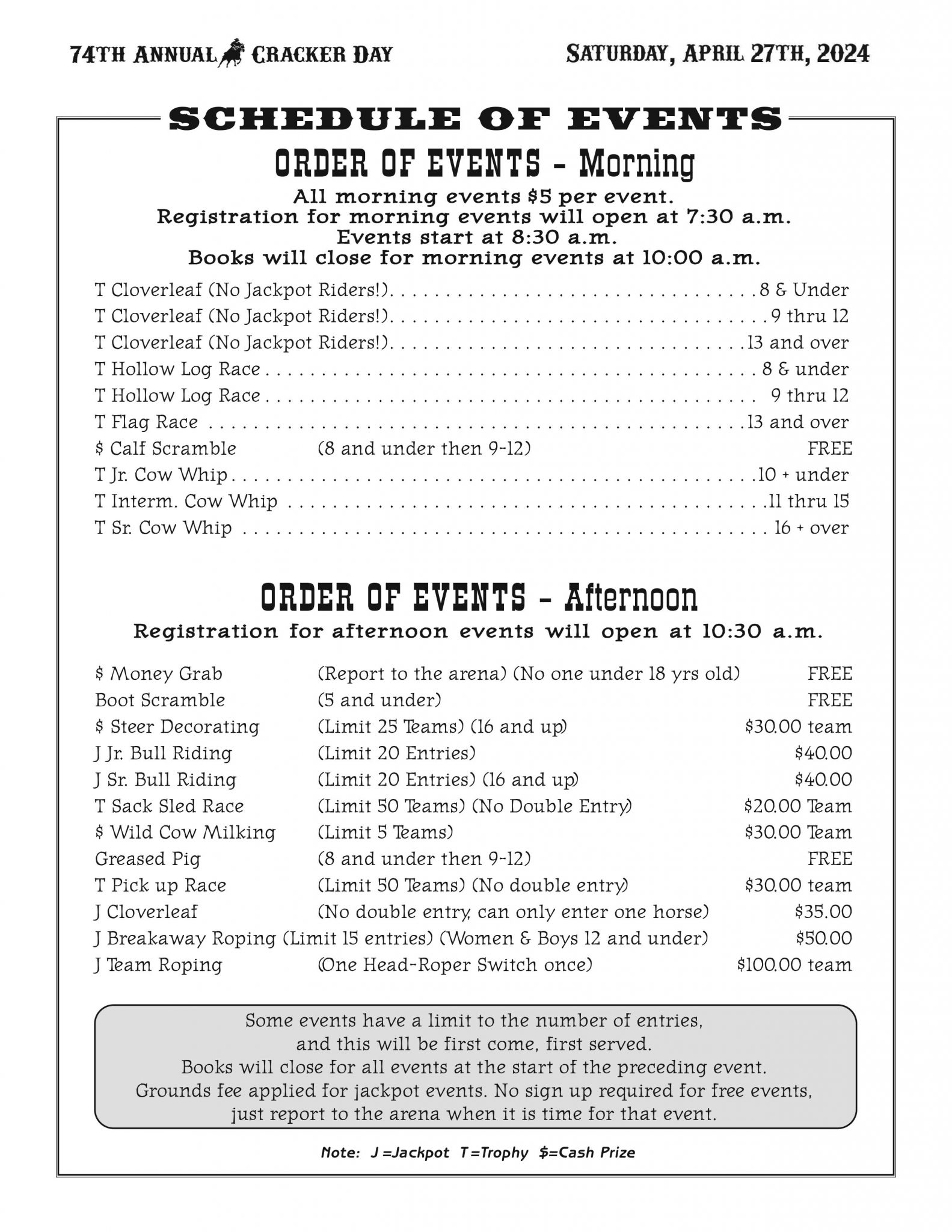 Schedule of Events Volusia County Cattlemen's Association